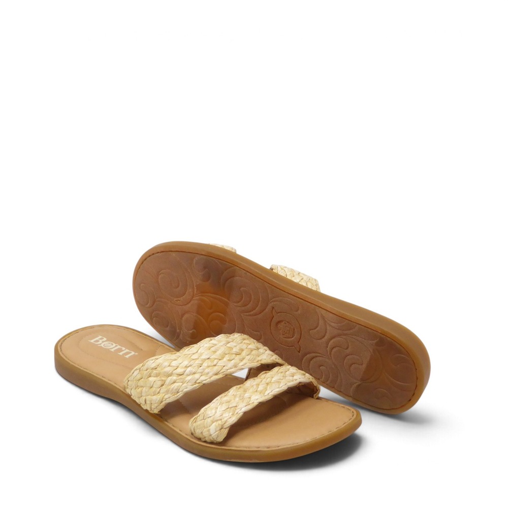 Born Women Mahal Natural Raffia Sandals Beige Straw Woven Slide 10